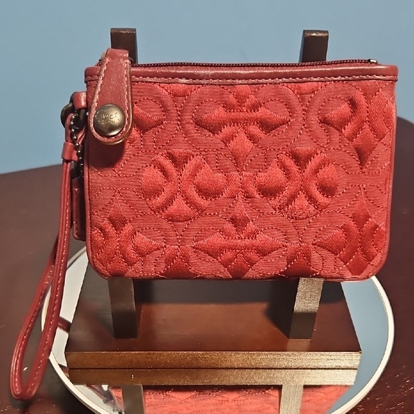 Coach Handbags - EUC! Coach Poppy Quilted Crimson Red Wristlet Clutch